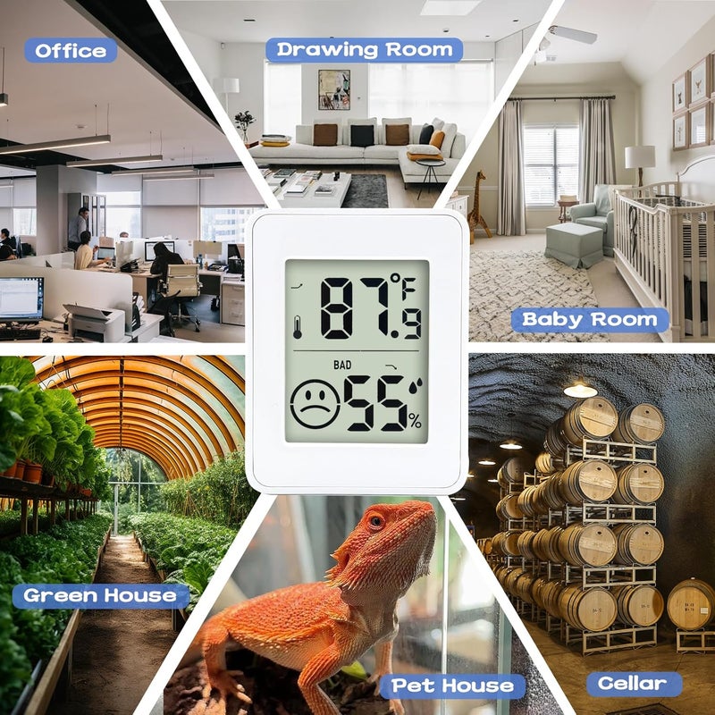 UPSIME 2 PCS Home Indoor Hygrometer, Mini Indoor Thermometer with Magnetic Back, Temperature and Humidity Monitor, Reptile Thermometer - Houses, Greenhouses,Baby Room,Office, Incubator - Image 5